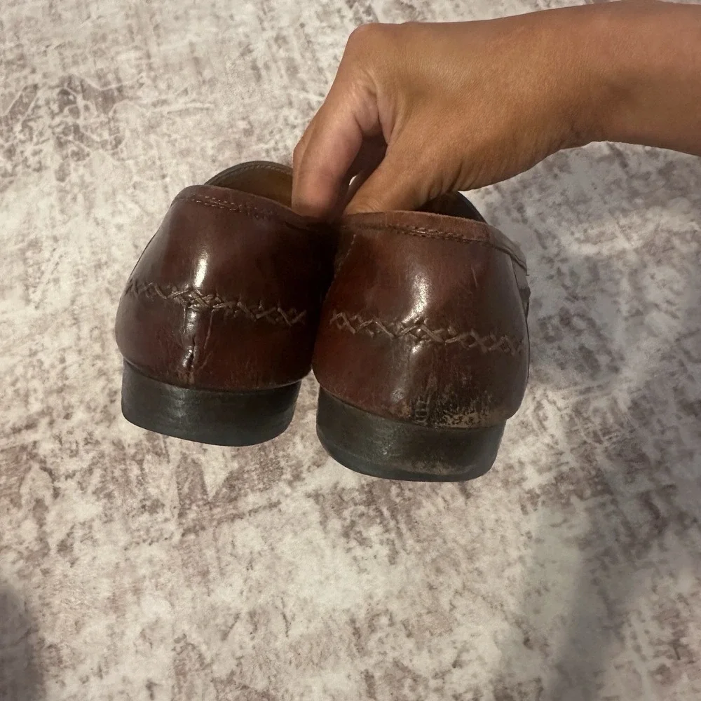 Bragano by Cole Haan Brown Leather Tassel Loafers Mens 11‎ Italy Office Vintage